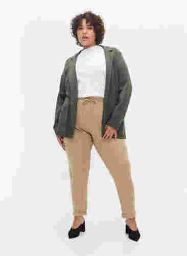Melerede bukser med snøre og lommer, Beige Melange, Model image number 4