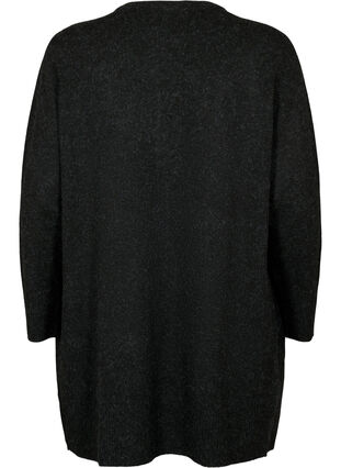 Meleret strik cardigan med lommer, Dark Grey Melange, Packshot image number 1