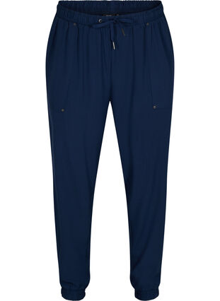 Bukser med lommer og elastikkant , Navy Blazer, Packshot image number 0
