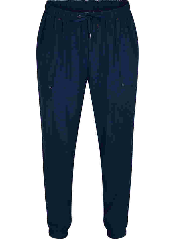 Bukser med lommer og elastikkant , Navy Blazer, Packshot image number 0