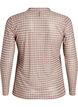 Mesh bluse med ternet m&oslash;nster, Beige, Packshot image number 1