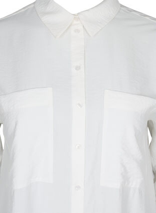 Lang viskose skjorte med lommer og slids, White, Packshot image number 2