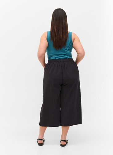 Løse culotte bukser i bomuld, Black, Model image number 0