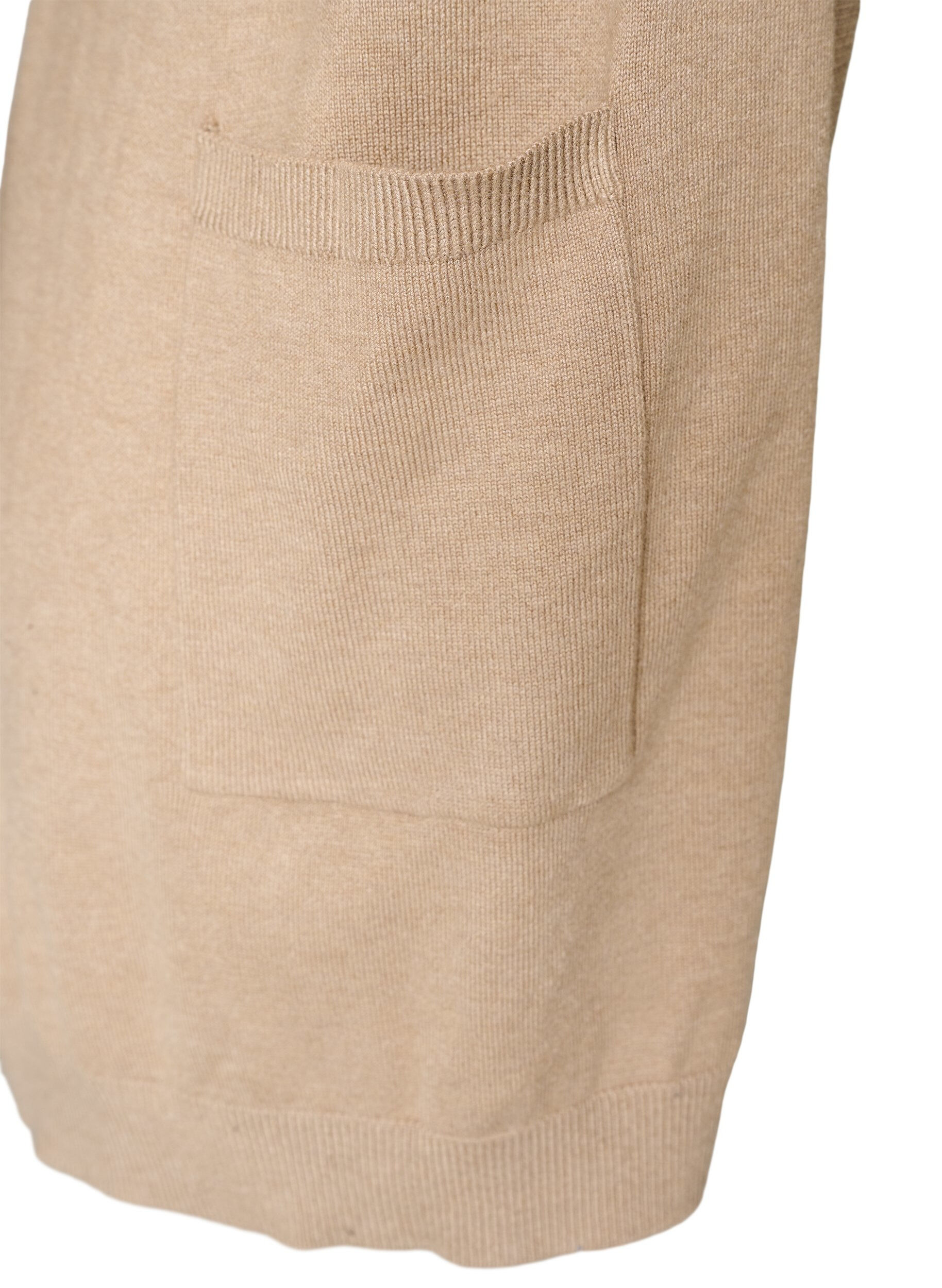 ZizziLang strikcardigan i viskosemix, Beige, Packshot image number 3