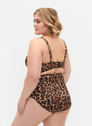 Højtaljet bikinitrusse med leoprint, Leopard Print, Model image number 1
