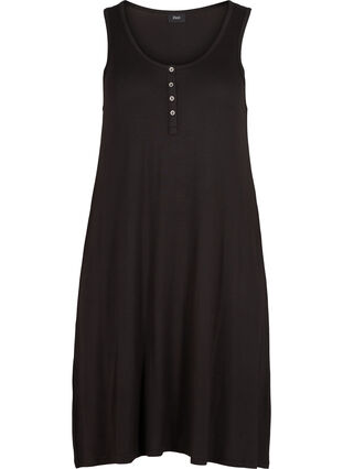 Ærmeløs kjole i visksoe, Black, Packshot image number 0