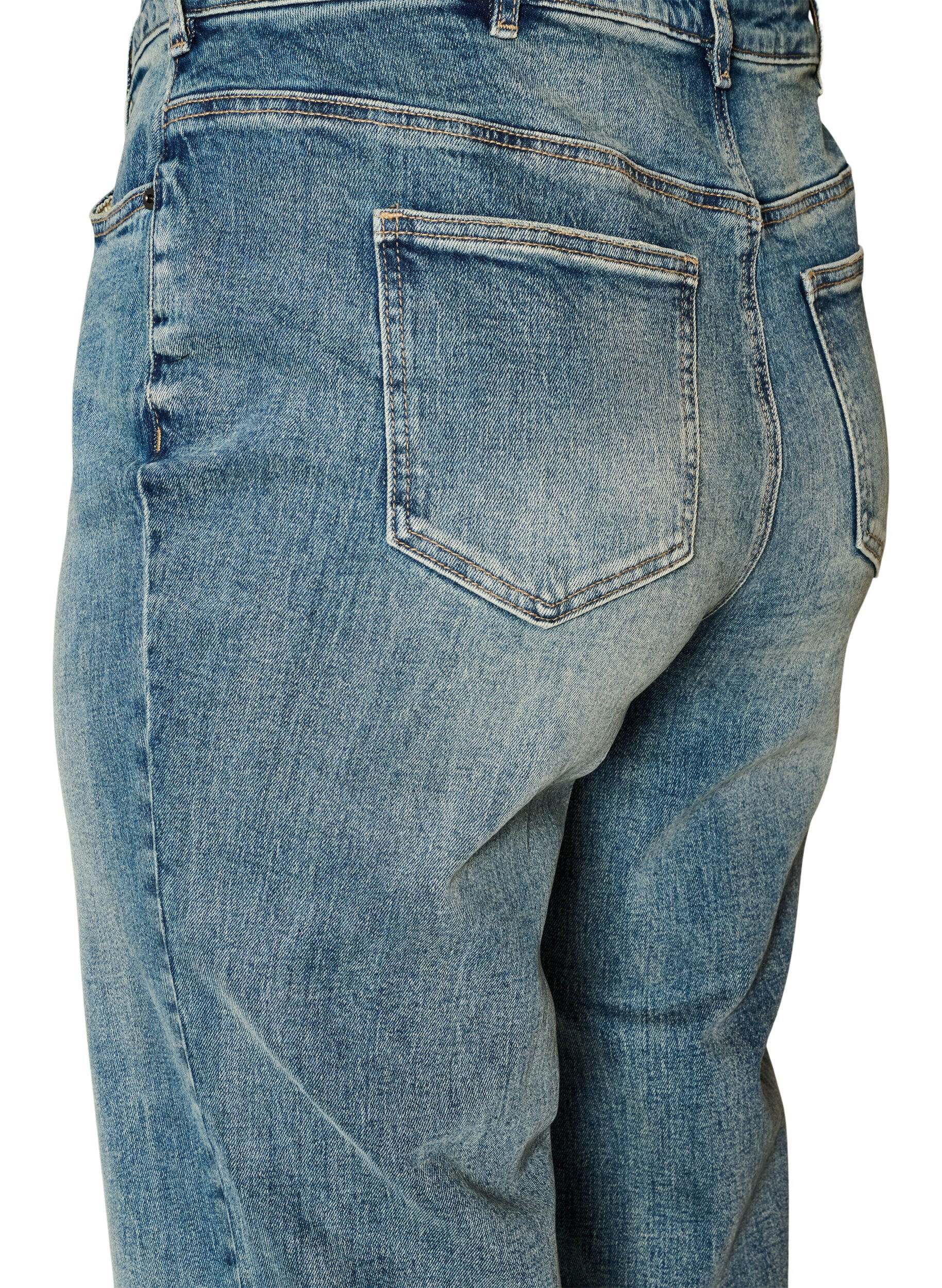 ZizziKiana straight fit jeans med let slidt look, Bl&aring;, Packshot image number 3