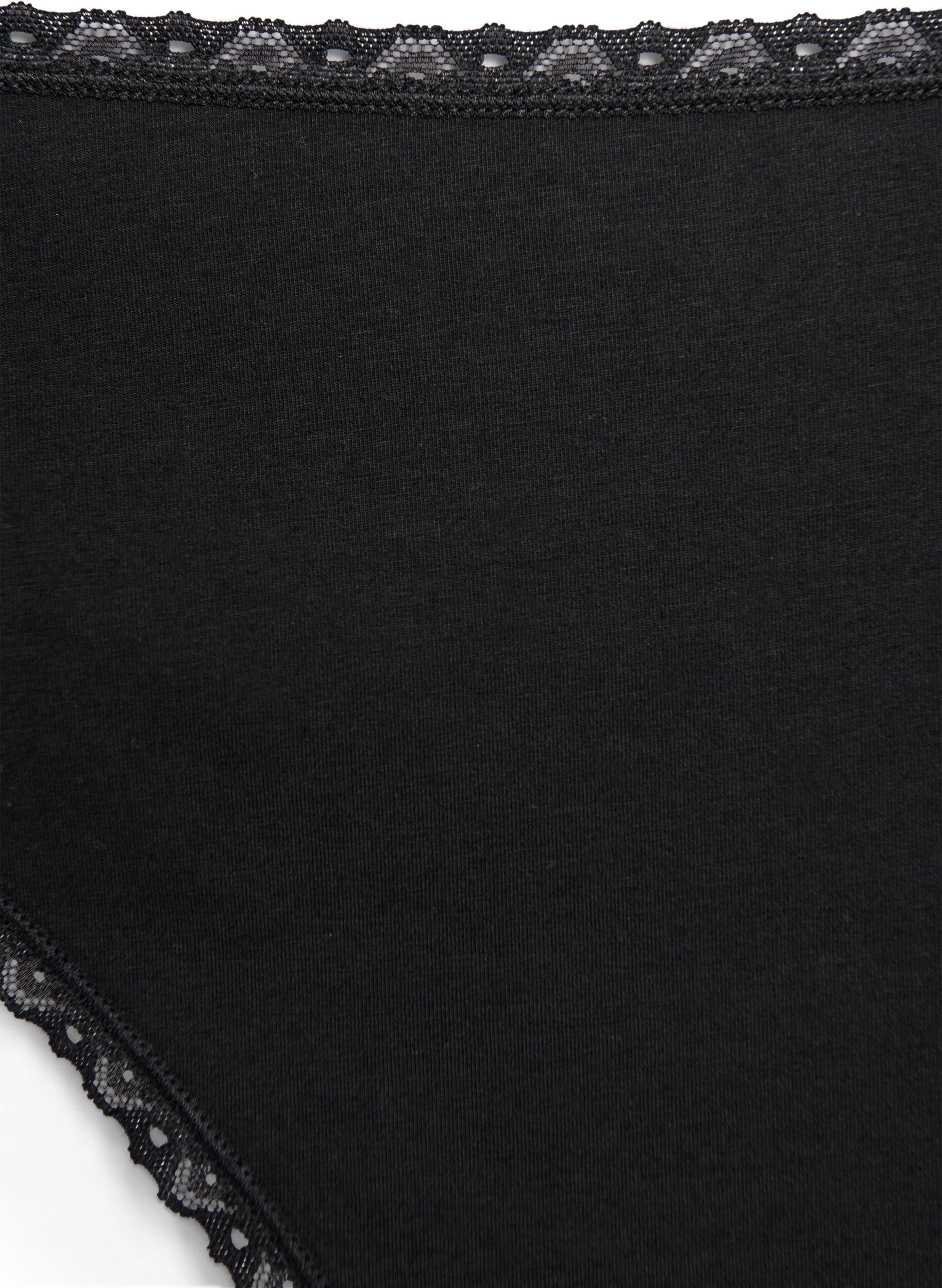 Zizzi 3-pak g-streng med blondekanter, Black, Packshot image number 2