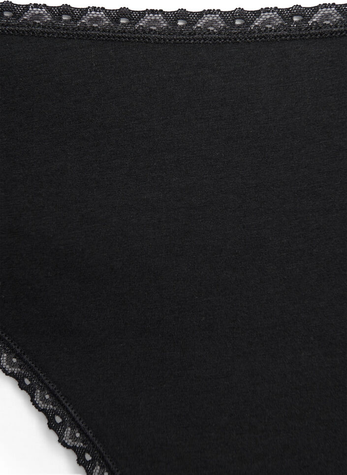 3-pak g-streng med blondekanter, Black, Packshot image number 2