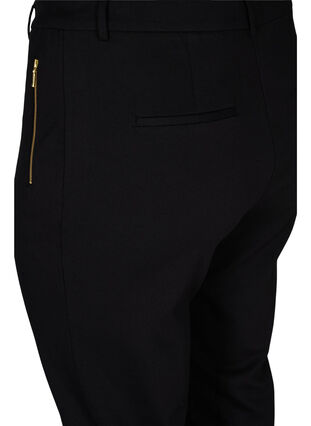Tætsiddende bukser med lommer og lynlås, Black, Packshot image number 3