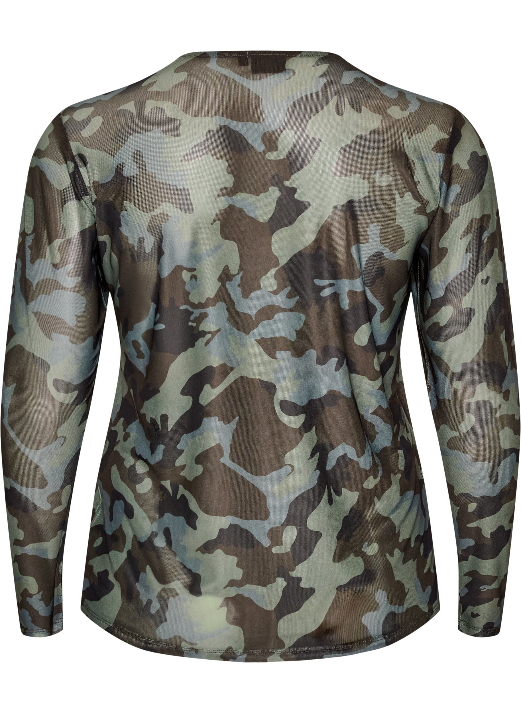 ZizziMeshbluse med print, Gr&oslash;n, Packshot image number 1