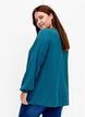 Ensfarvet bluse med v-hals, Deep Teal, Model image number 1