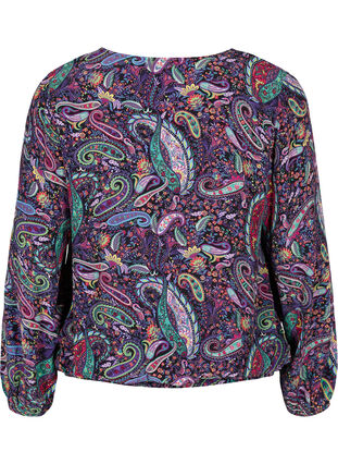 Viskose bluse med smock og paisleyprint, Multi Paisley, Packshot image number 1