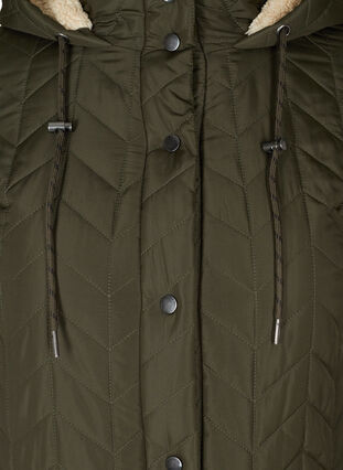 Quiltet jakke med knapper og hætte, Forest Night, Packshot image number 2