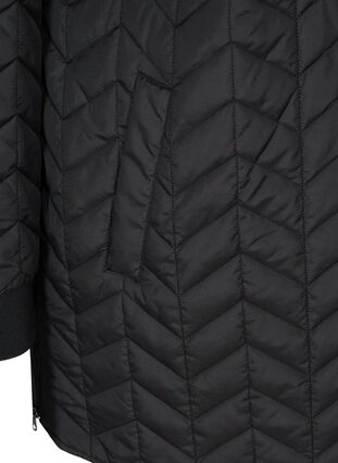 Lang quiltet jakke med knaplukning, Black, Packshot image number 3