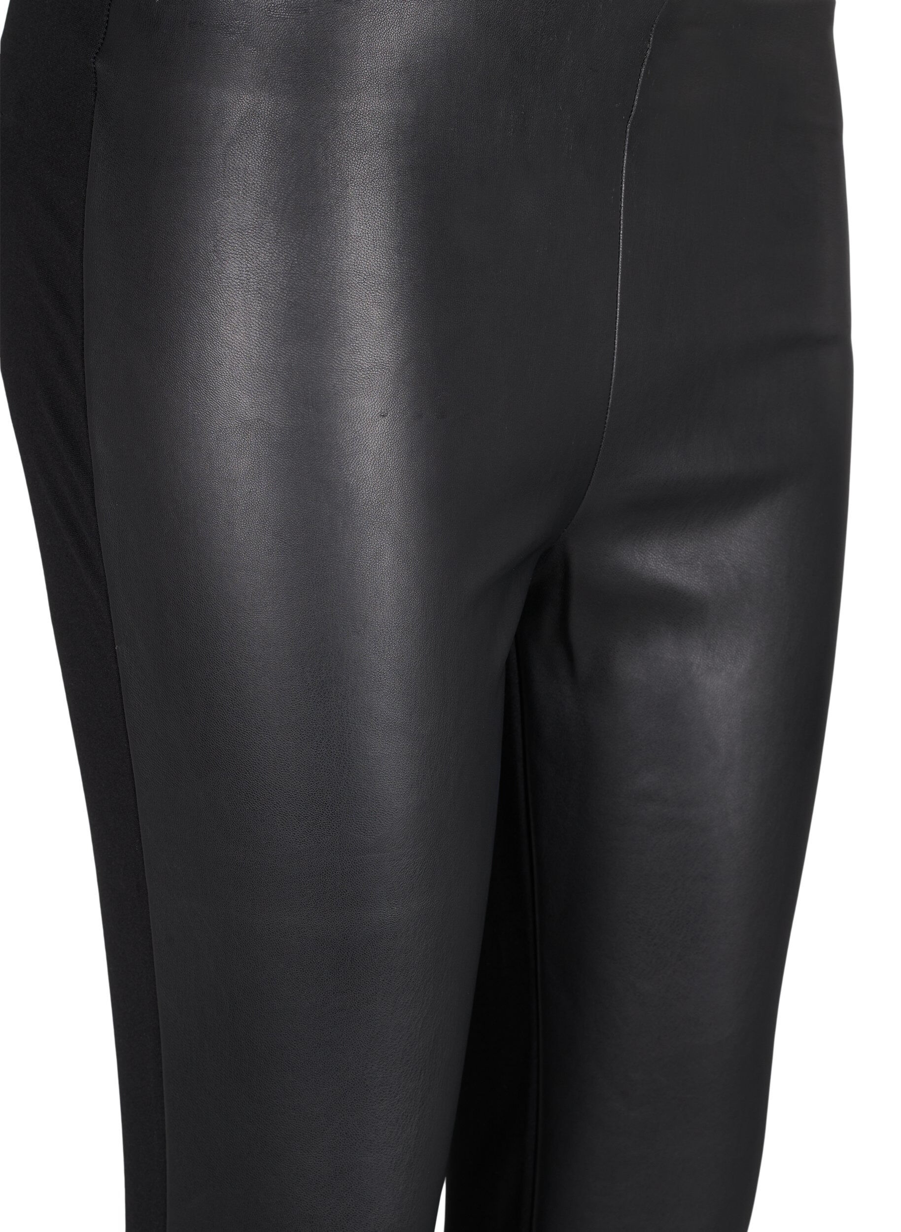 Zizzi Leggings med imiteret l&aelig;der, Black, Packshot image number 2