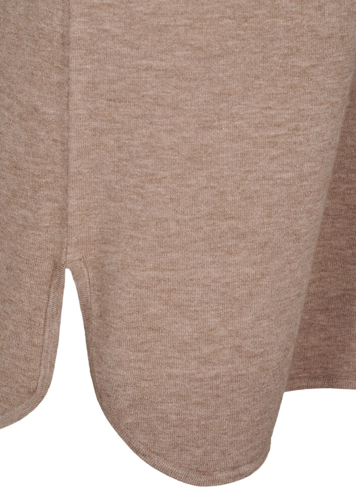 Strikkjole med rund hals og strikket mønster, Fossil Mel., Packshot image number 3