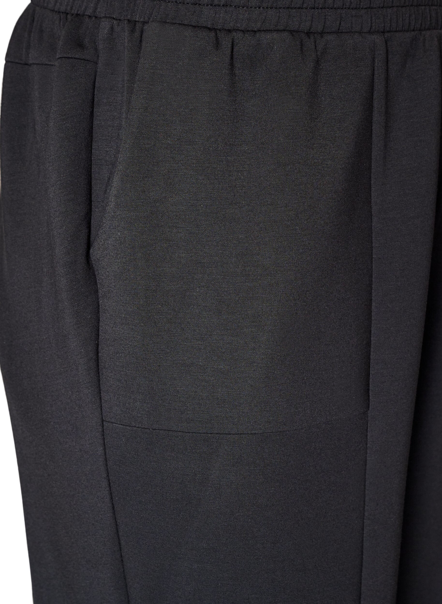 ZizziL&oslash;se jerseybukser med h&oslash;j talje og lommer, Sort, Packshot image number 2