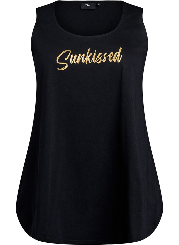 Bomuldstop med a-form, Sort, Packshot image number 0