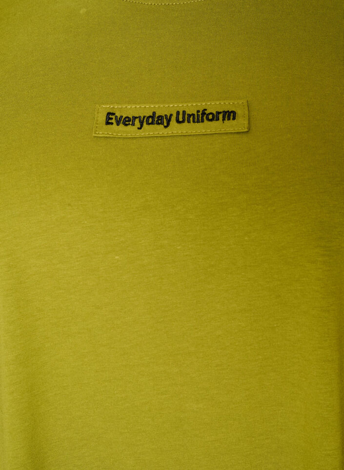 T-shirt i bomuld med tekstbadge, Gr&oslash;n, Packshot image number 2