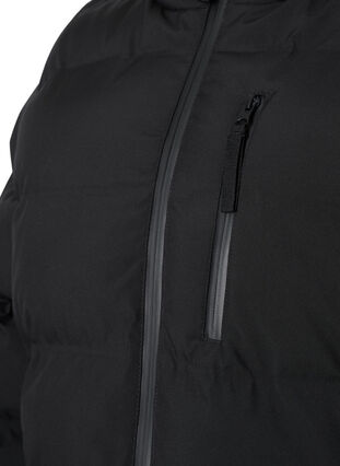 Pufferfrakke med hætte og lommer, Black, Packshot image number 2