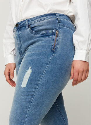 Super slim Amy jeans med slid, Blue denim, Model image number 2