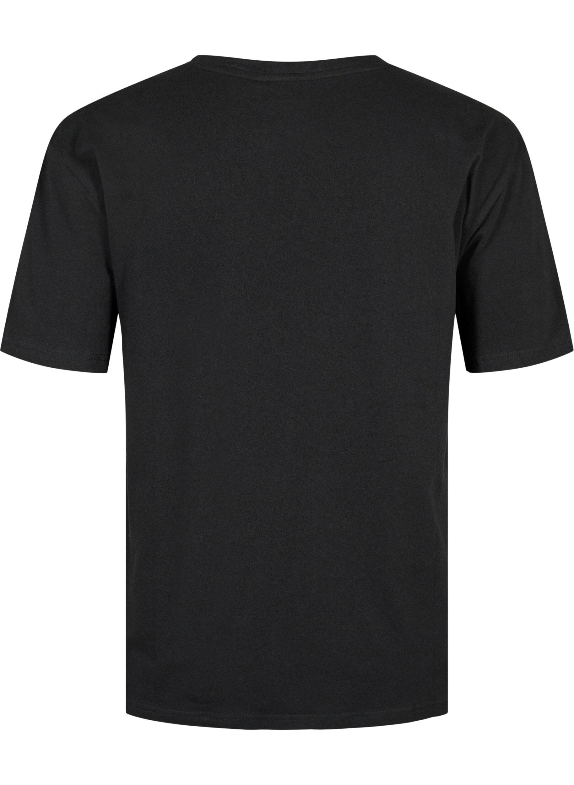 Zizzi T-shirt i &oslash;kologisk bomuld med similisten, Black, Packshot image number 1