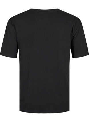 T-shirt i økologisk bomuld med similisten, Black, Packshot image number 1