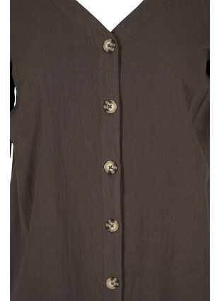 Kortærmet bomulds kjole med knapper, Khaki Green, Packshot image number 2