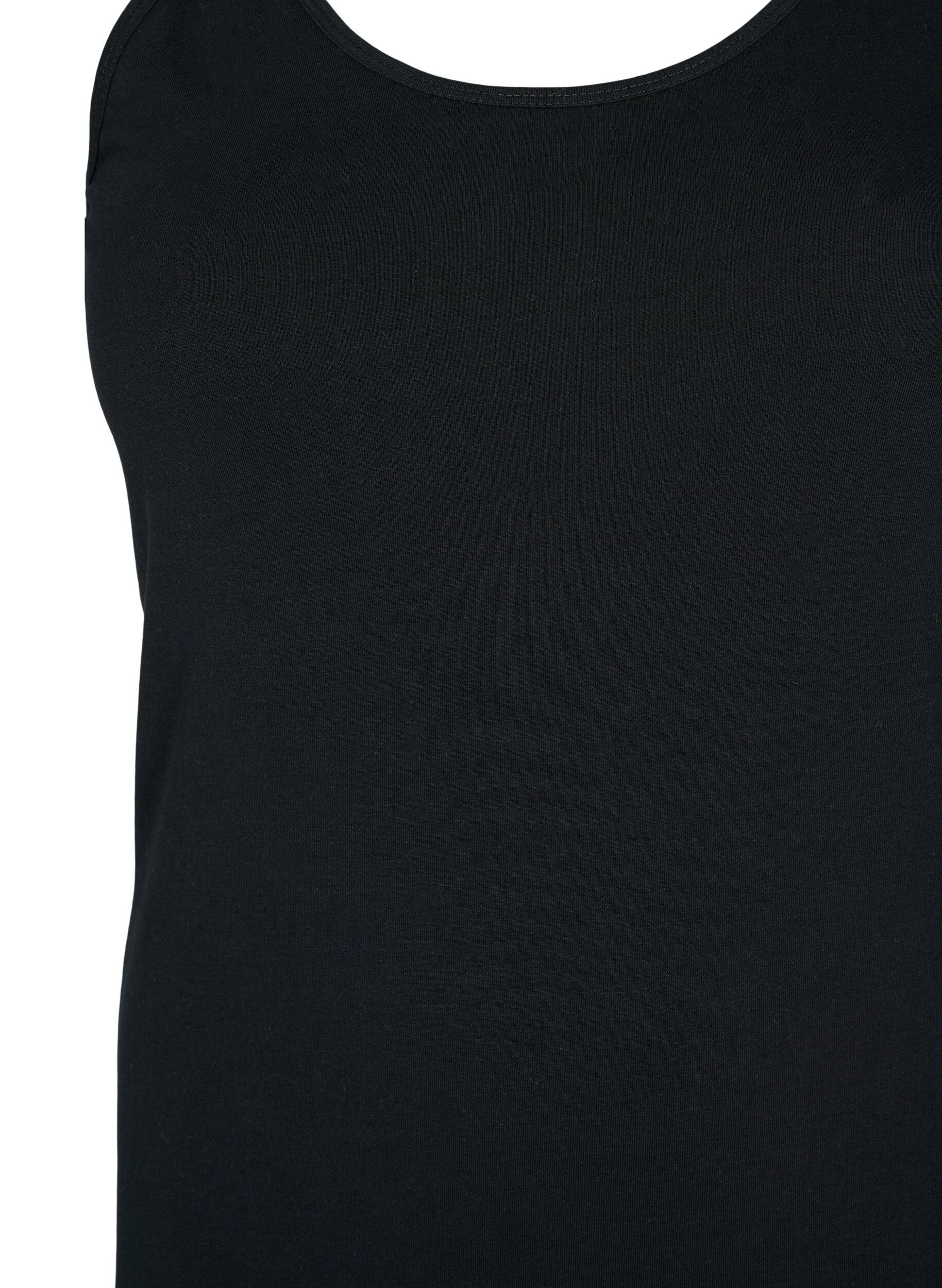 ZizziEnsfarvet basis top i bomuld, Sort, Packshot image number 2