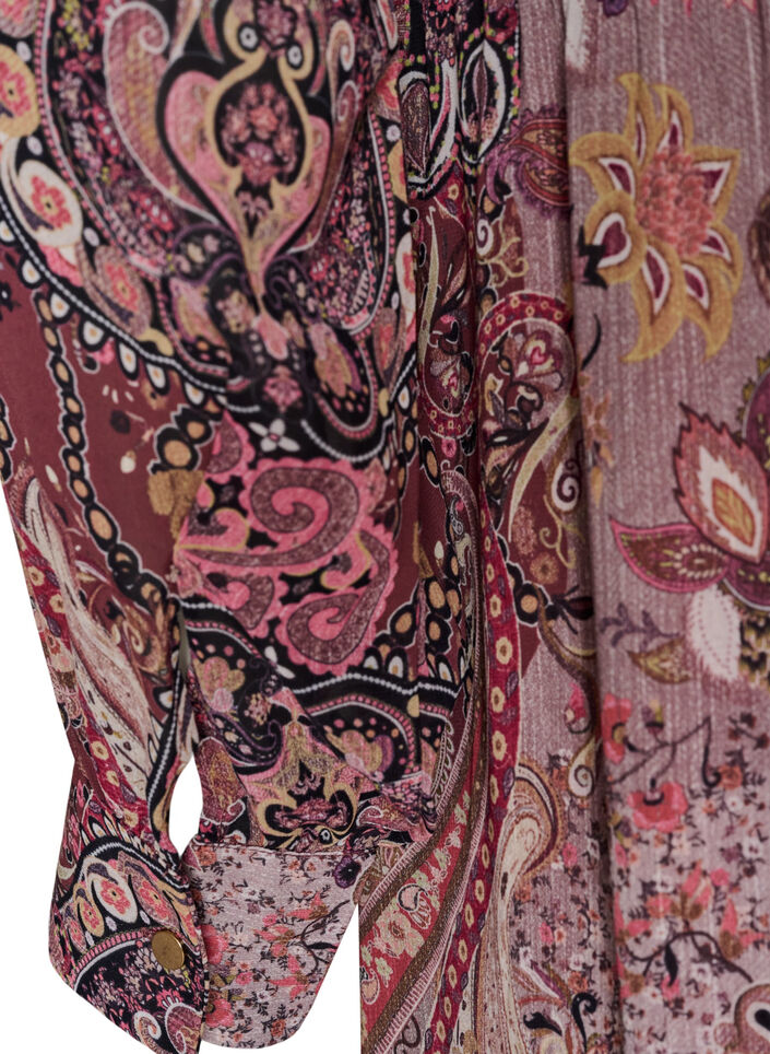 Midikjole med paisleyprint og elastisk talje, Lilla, Packshot image number 3