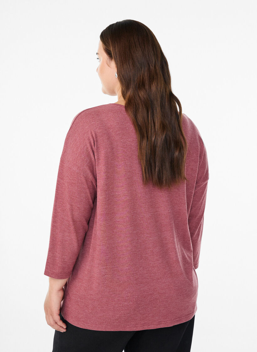 Jerseybluse med 3/4 &aelig;rmer, Lyser&oslash;d, Model image number 2
