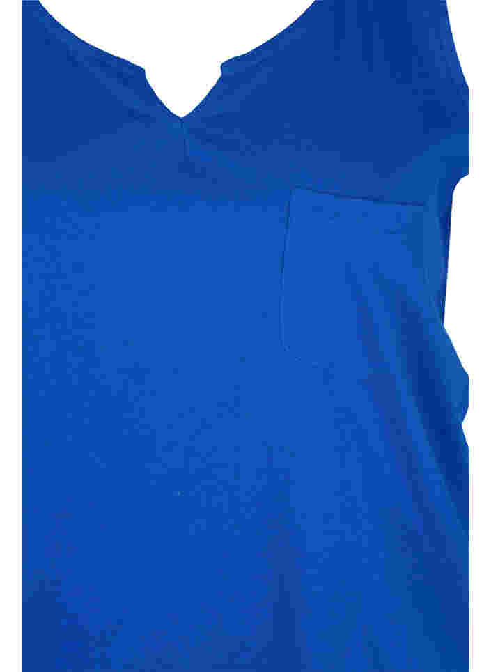 Bomulds top med elastik i bunden, Dazzling Blue, Packshot image number 2