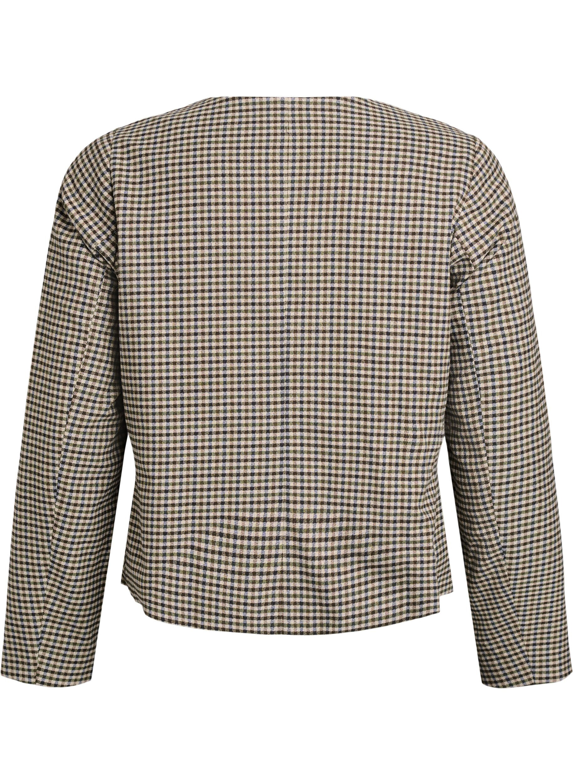 Zizzi Kort jakke med guldfarvede knapper, Brun, Packshot image number 1