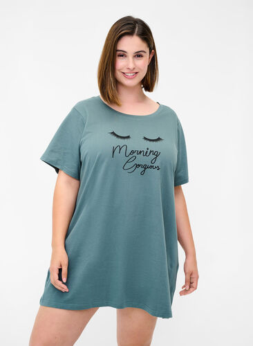 Oversize nat t-shirt i økologisk bomuld, Balsam Green, Model image number 0