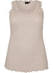 Ribtop med blondekant, Beige, Packshot image number 0