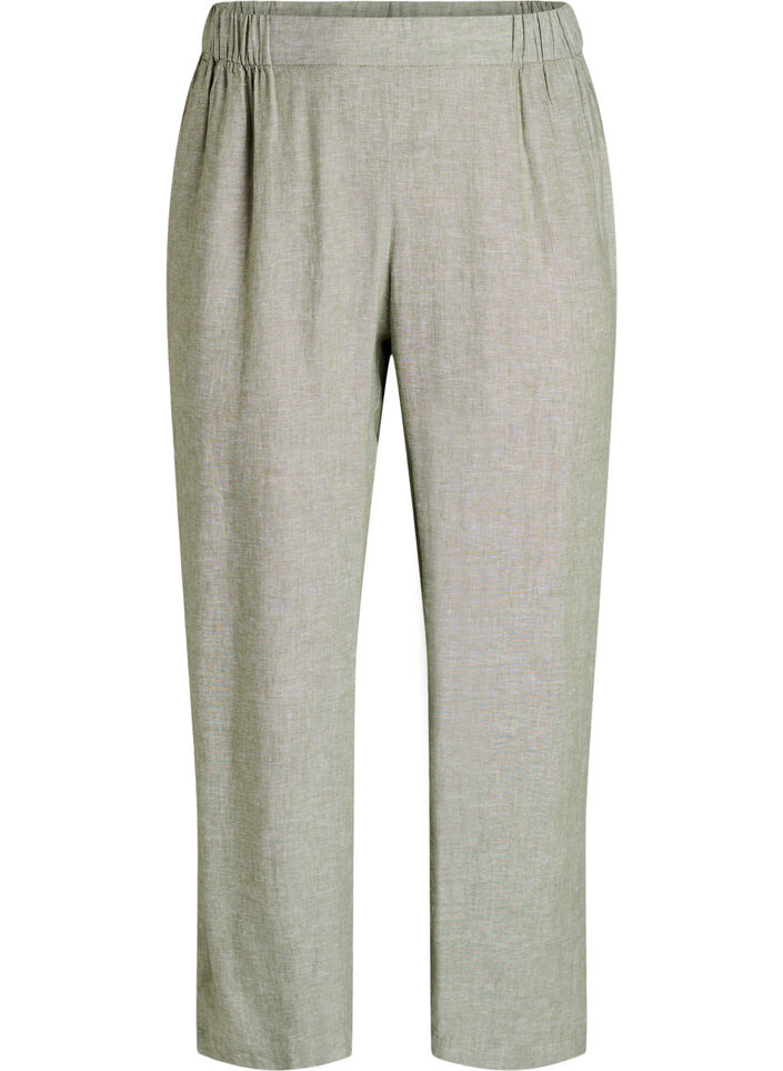 L&oslash;se bukser i h&oslash;r og viskose, Gr&oslash;n, Packshot image number 0