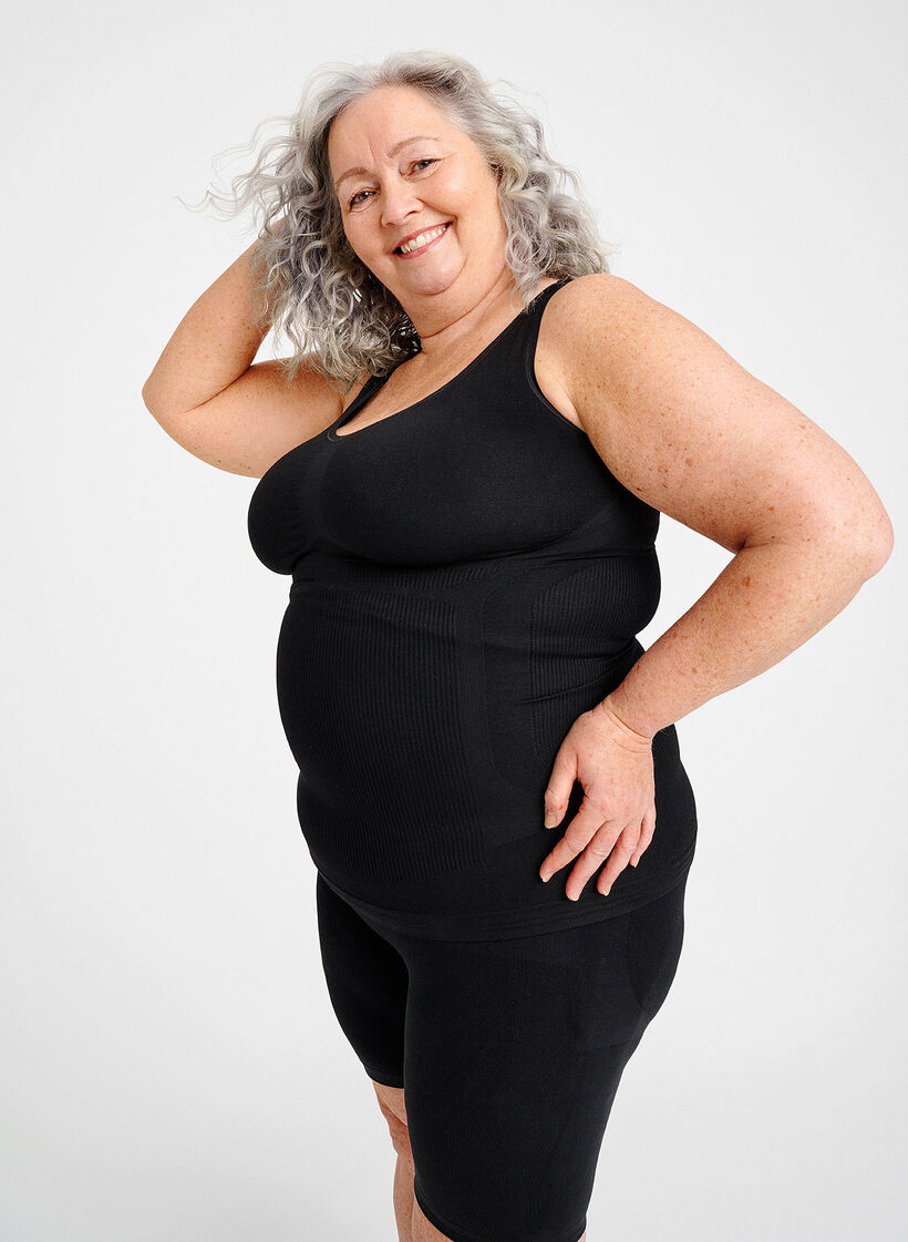 Shapewear top med brede stropper, Sort, Image