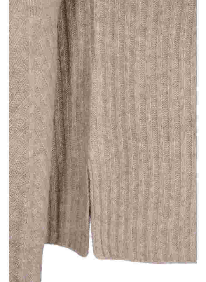 Højhalset strikbluse med rib, Simply Taupe Mel., Packshot image number 3