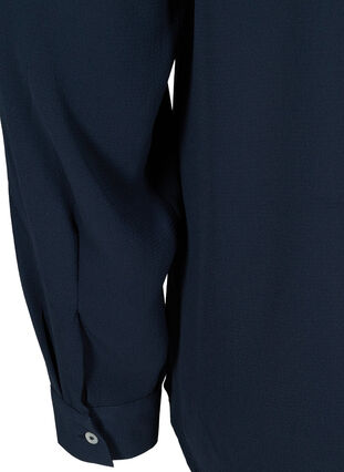Langærmet bluse med v-udskæring og knapper, Navy Blazer, Packshot image number 3