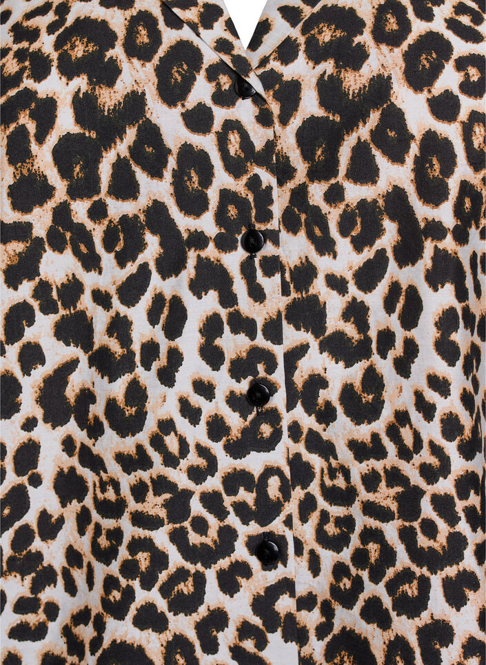 Skjortebluse med print og V-hals, Brun, Packshot image number 2