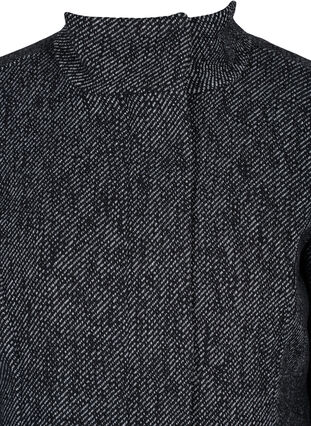 Uldfrakke med høj hals og lommer, Black solid, Packshot image number 2