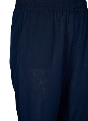 Ensfarvede bomuldsbukser med hør, Navy Blazer, Packshot image number 2
