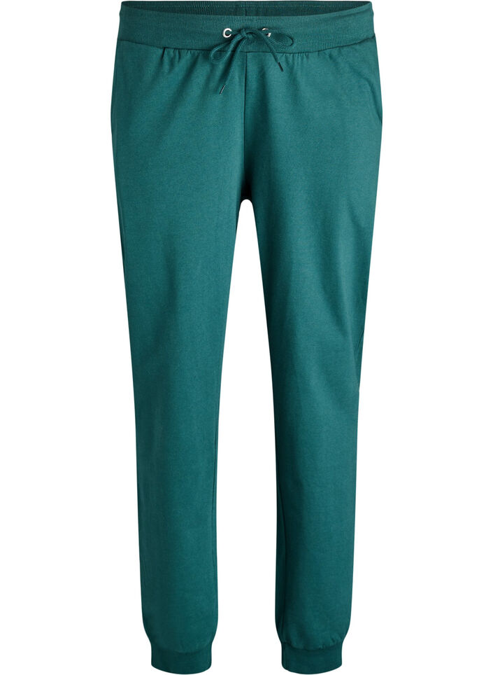 Sweatpants i bomuld med høj talje, Grøn, Packshot image number 0