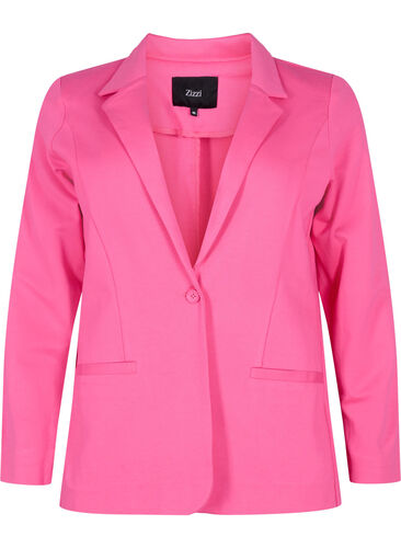 Enkel blazer med knaplukning, Shocking Pink, Packshot image number 0