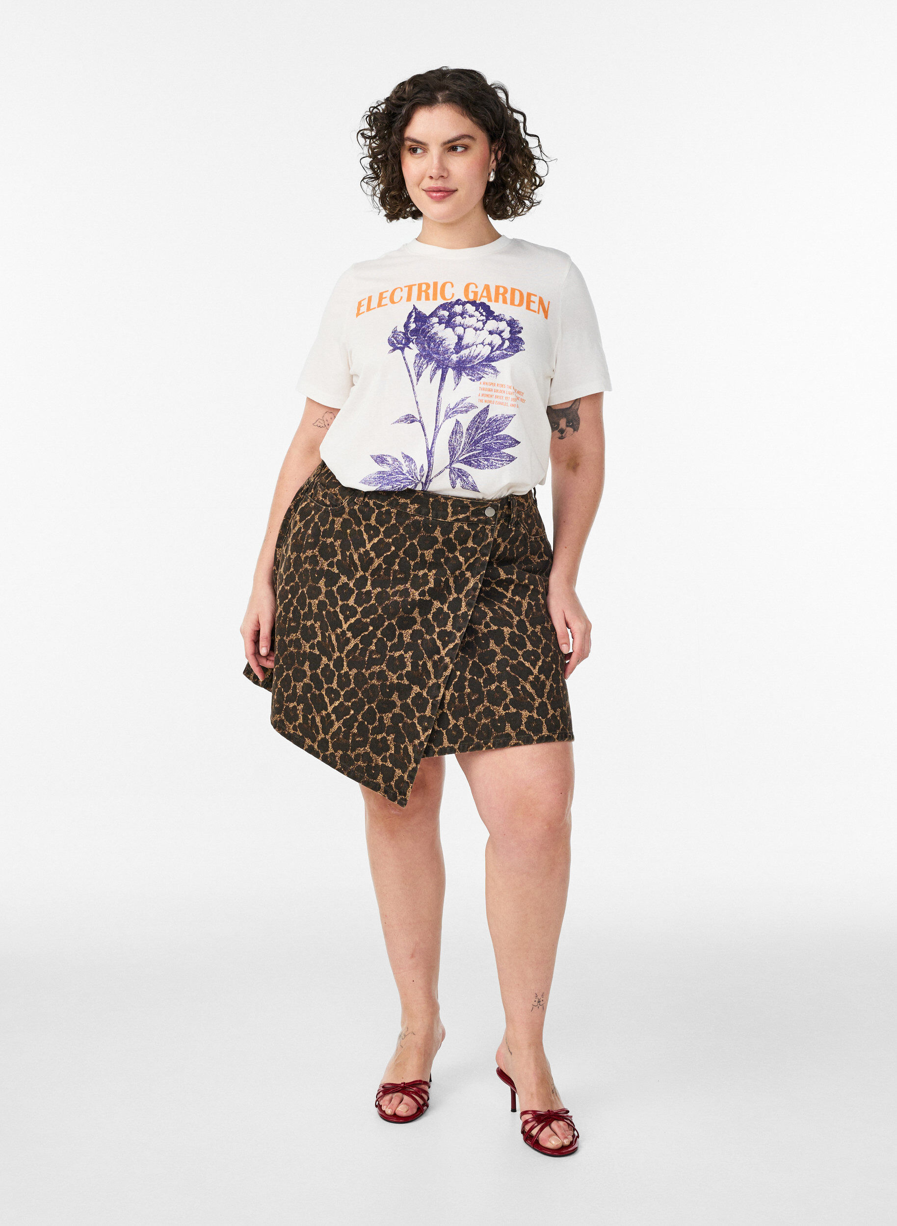 ZizziT-shirt i bomuld med print, Hvid, Model image number 1