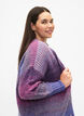 Meleret strik cardigan med knapper, Pansy Mel. Comb, Model image number 2