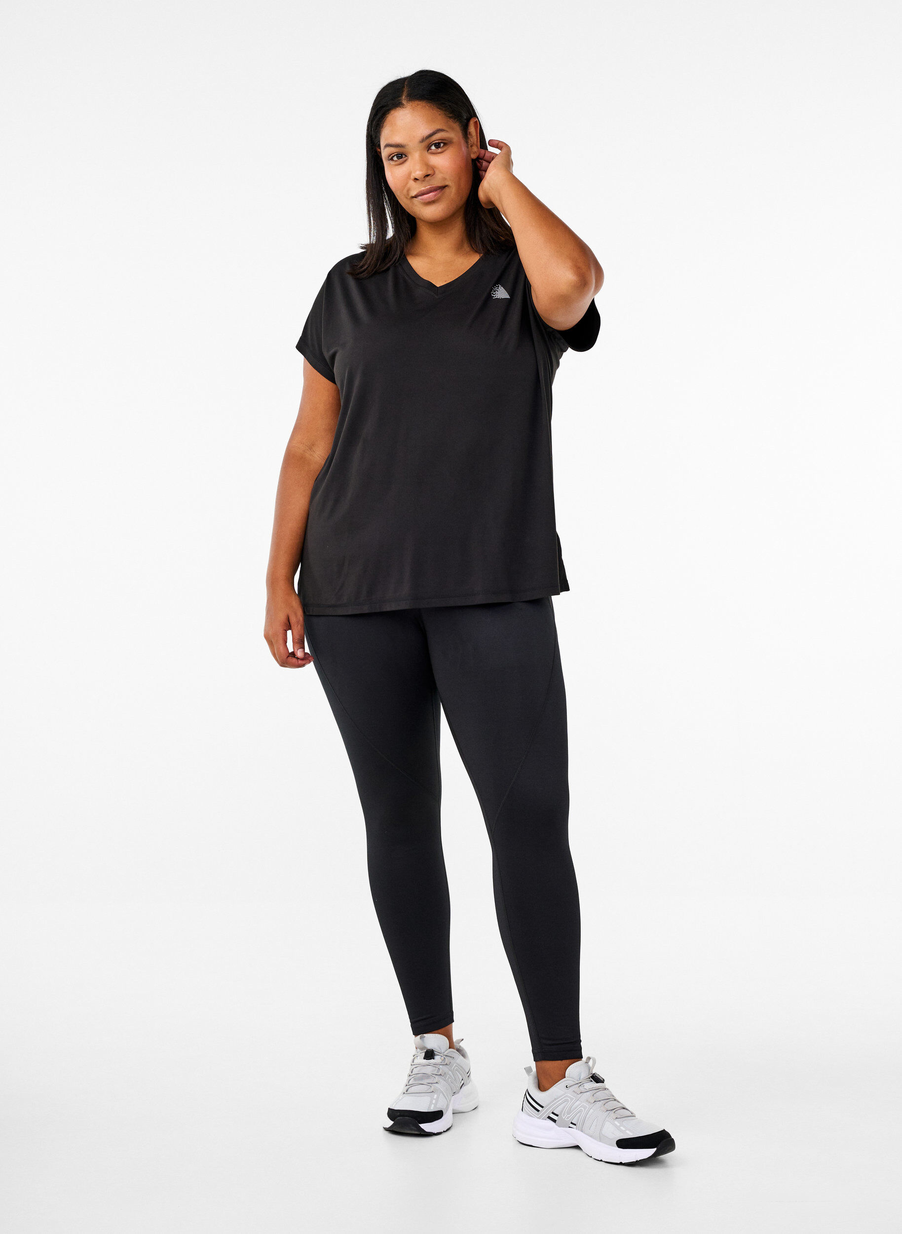 Zizzi Tr&aelig;ningstights med fleecefor, Sort, Model image number 1