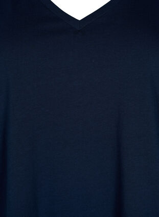 Bomulds t-shirt med korte blondeærmer, Navy Blazer, Packshot image number 2