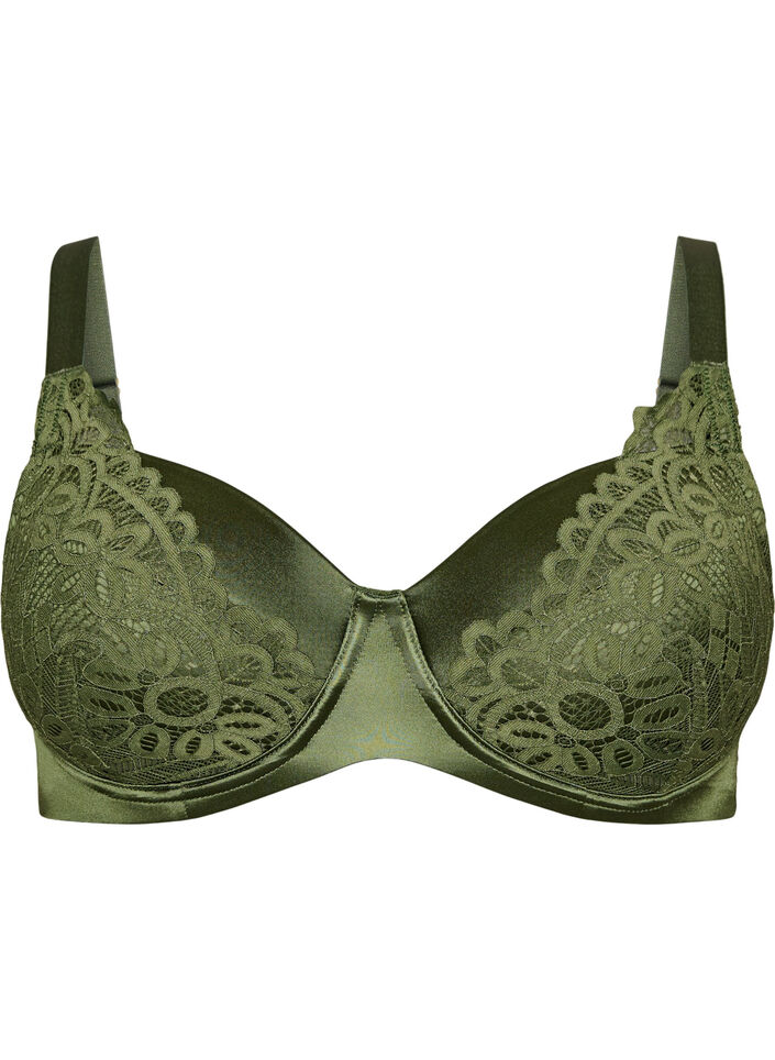 Vatteret b&oslash;jle-bh med blonde, Gr&oslash;n, Packshot image number 0